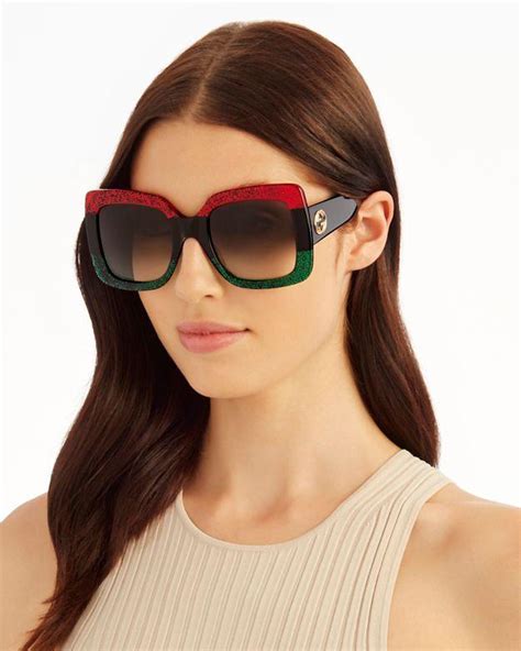 gucci glittered gradient oversized square sunglasses dupes|gucci bedazzled sunglasses.